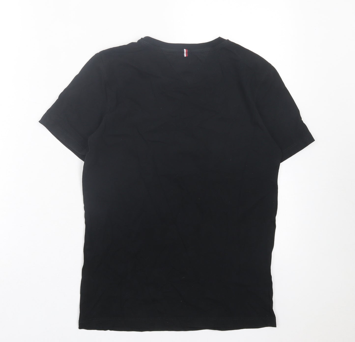 Tommy Hilfiger Boys Black Cotton Basic T-Shirt Size 14 Years V-Neck Pullover