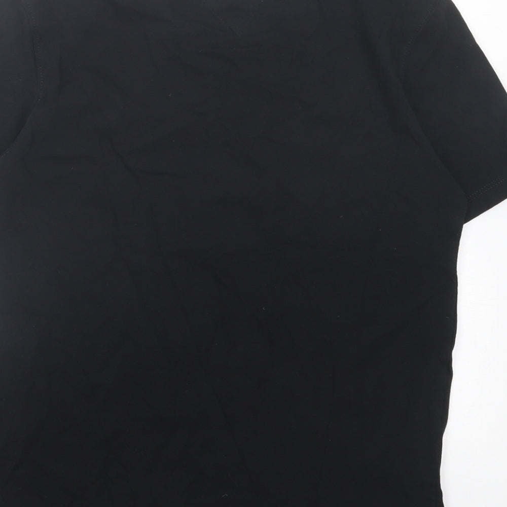 Tommy Hilfiger Boys Black Cotton Basic T-Shirt Size 14 Years V-Neck Pullover