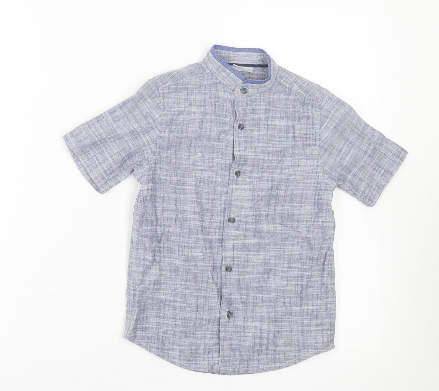 NEXT Boys Blue Cotton Basic Button-Up Size 6 Years Crew Neck Button