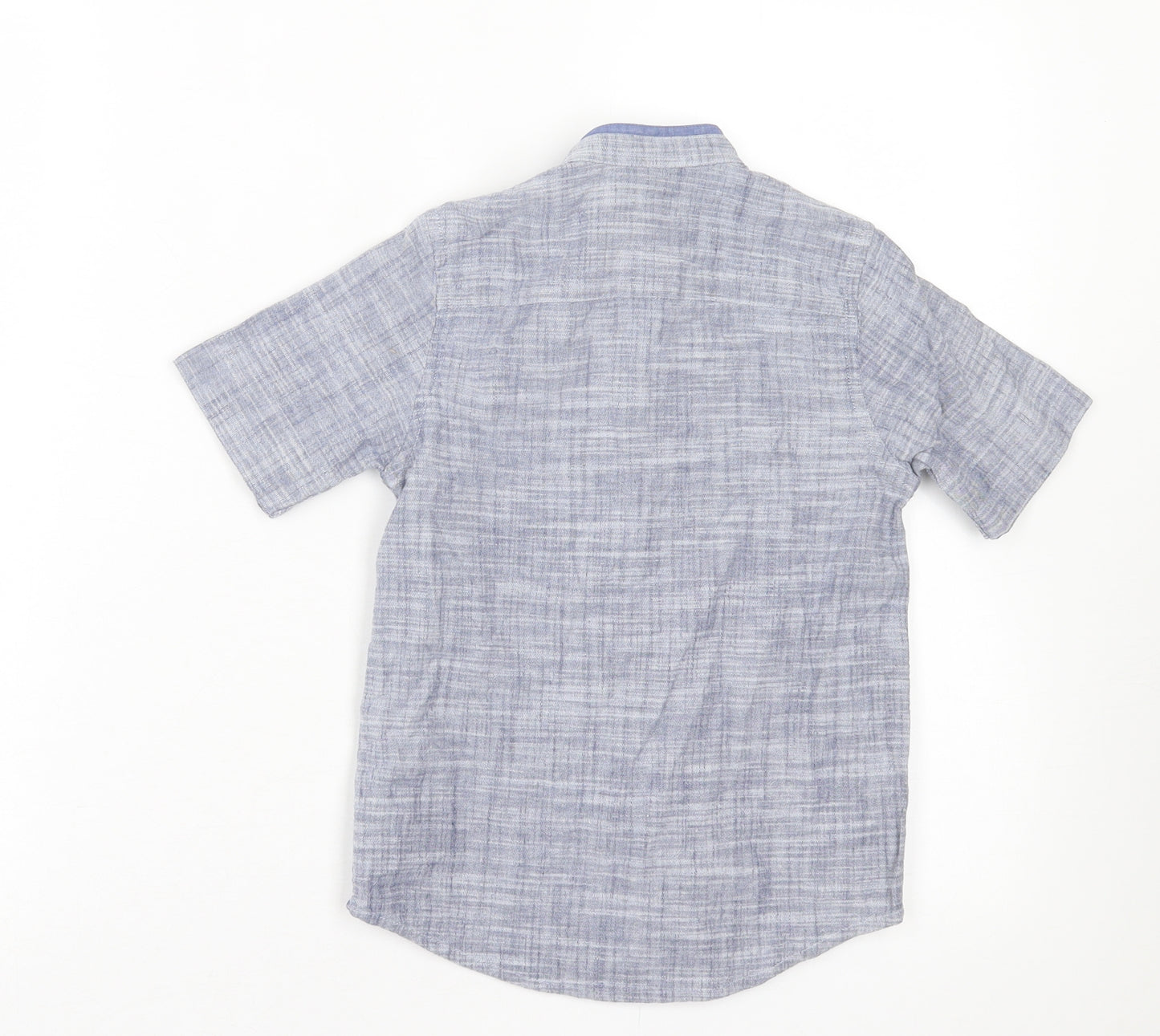 NEXT Boys Blue Cotton Basic Button-Up Size 6 Years Crew Neck Button