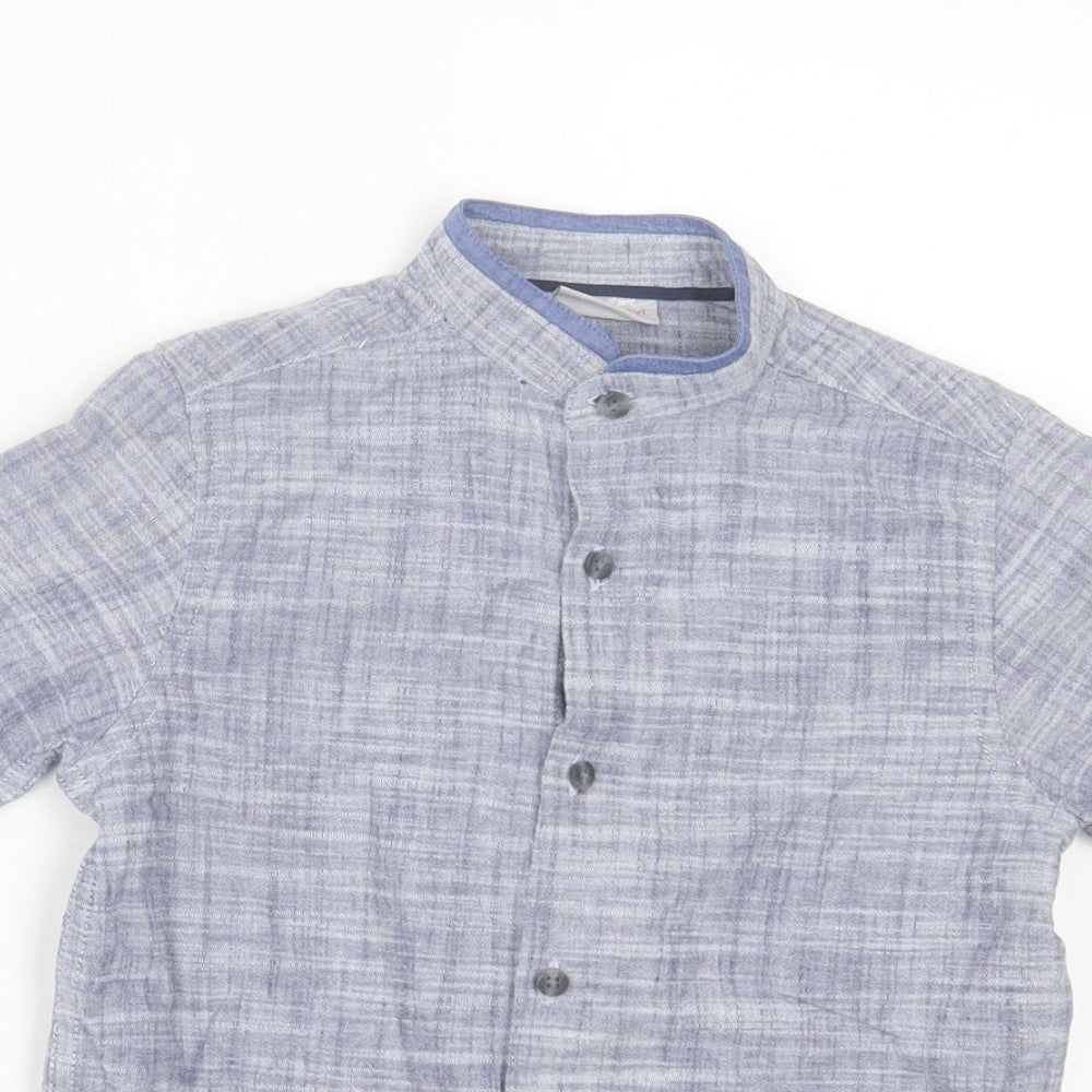 NEXT Boys Blue Cotton Basic Button-Up Size 6 Years Crew Neck Button