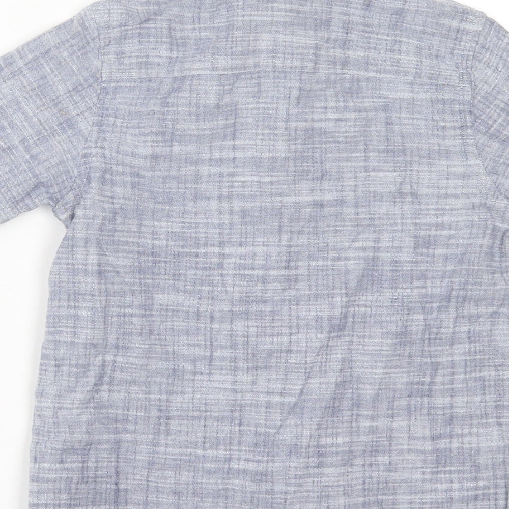 NEXT Boys Blue Cotton Basic Button-Up Size 6 Years Crew Neck Button