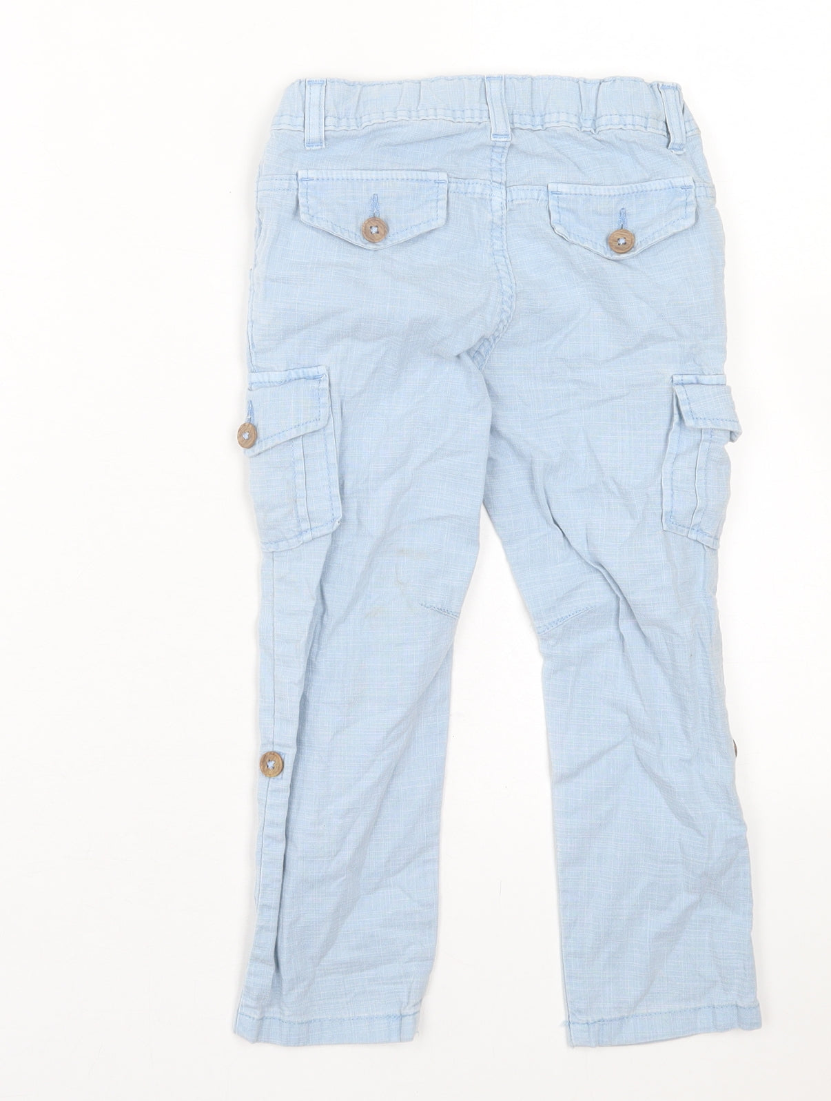 Marks and Spencer Boys Blue Cotton Straight Jeans Size 4-5 Years Regular Button