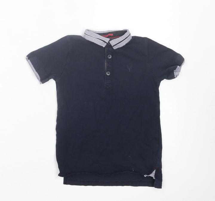 NEXT Boys Blue Cotton Basic Polo Size 6 Years Collared Button