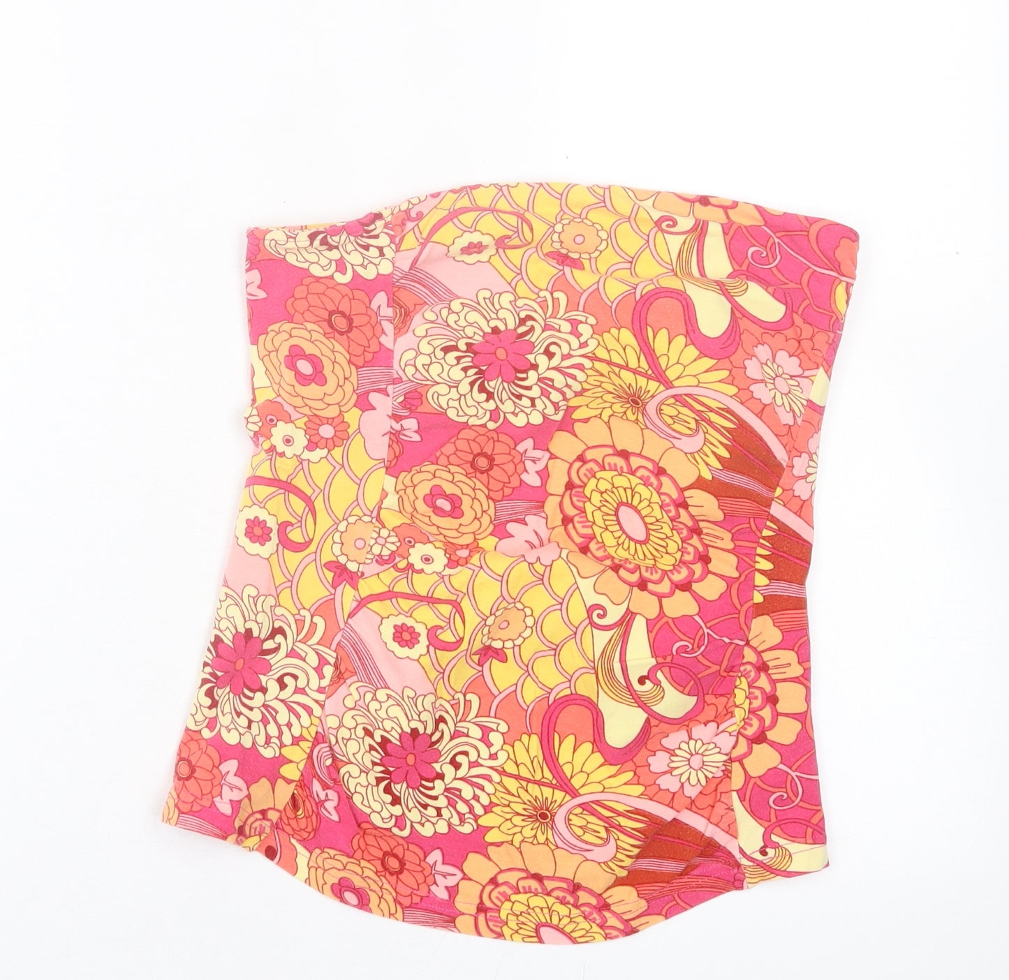 H&M Womens Pink Floral Cotton Basic Tank Size S Off the Shoulder - Bandeau Top