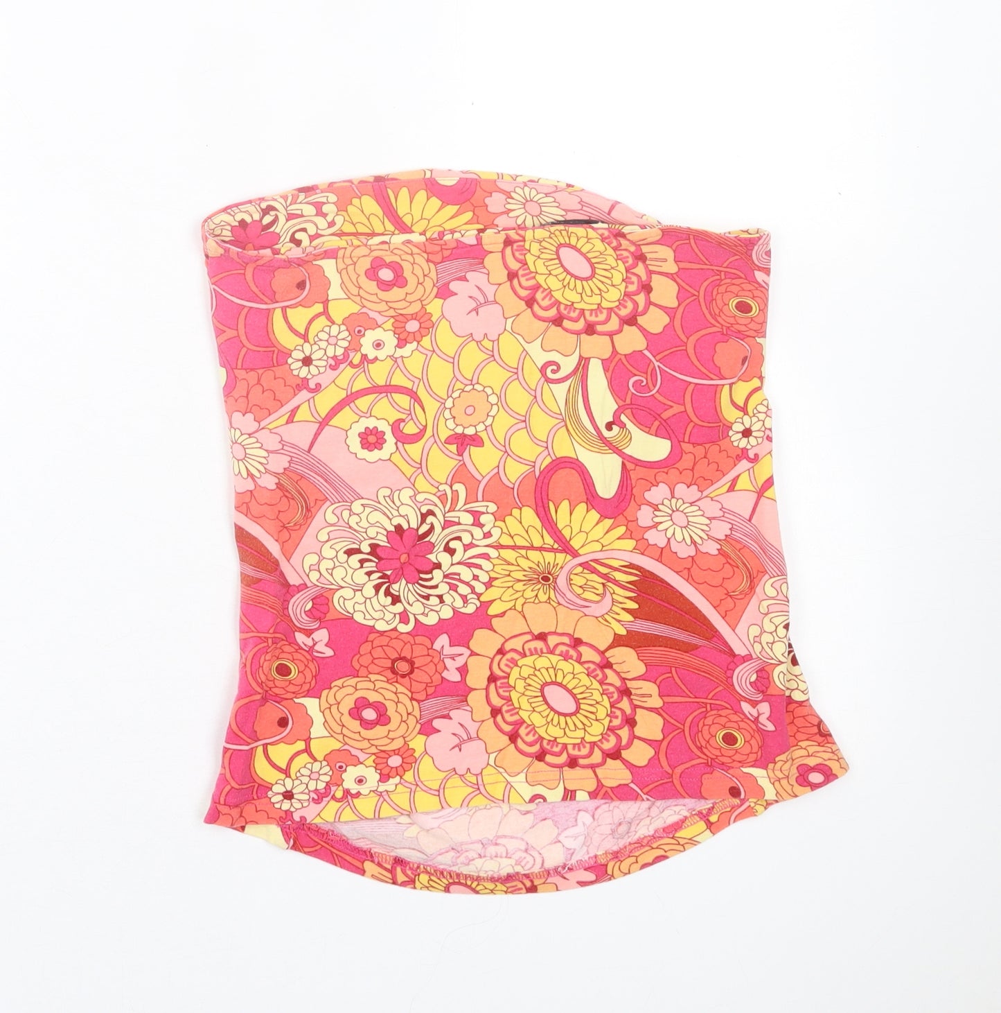 H&M Womens Pink Floral Cotton Basic Tank Size S Off the Shoulder - Bandeau Top