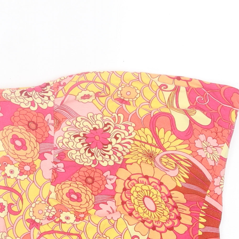 H&M Womens Pink Floral Cotton Basic Tank Size S Off the Shoulder - Bandeau Top