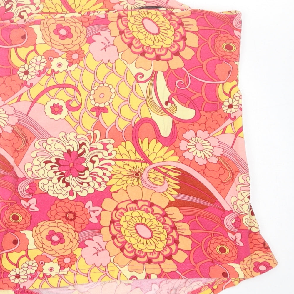 H&M Womens Pink Floral Cotton Basic Tank Size S Off the Shoulder - Bandeau Top