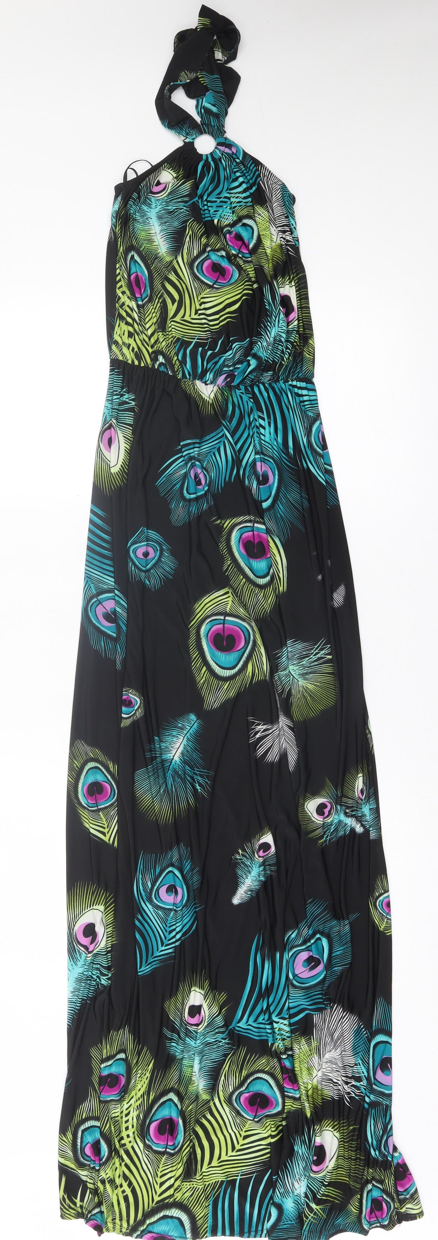 Boohoo Womens Multicoloured Geometric Polyester A-Line Size 8 Halter Tie