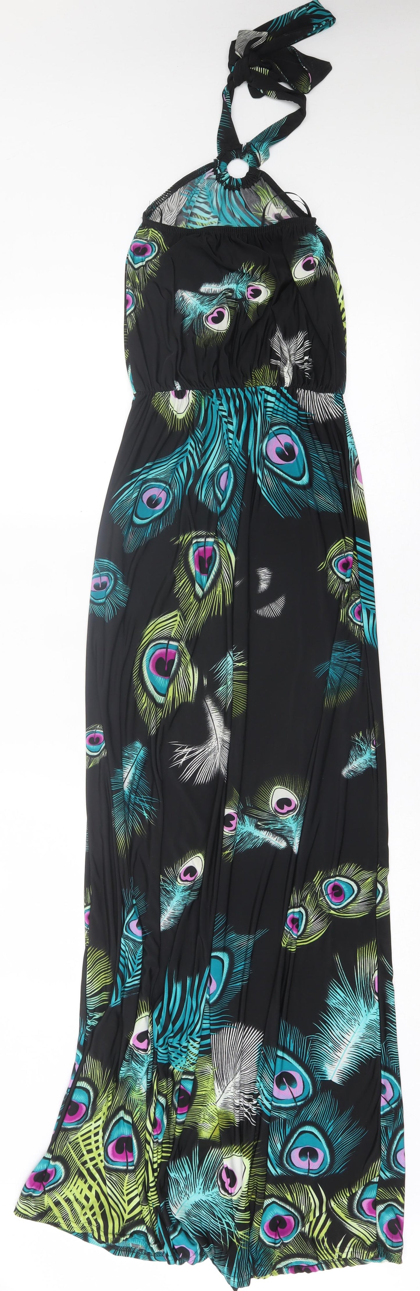 Boohoo Womens Multicoloured Geometric Polyester A-Line Size 8 Halter Tie