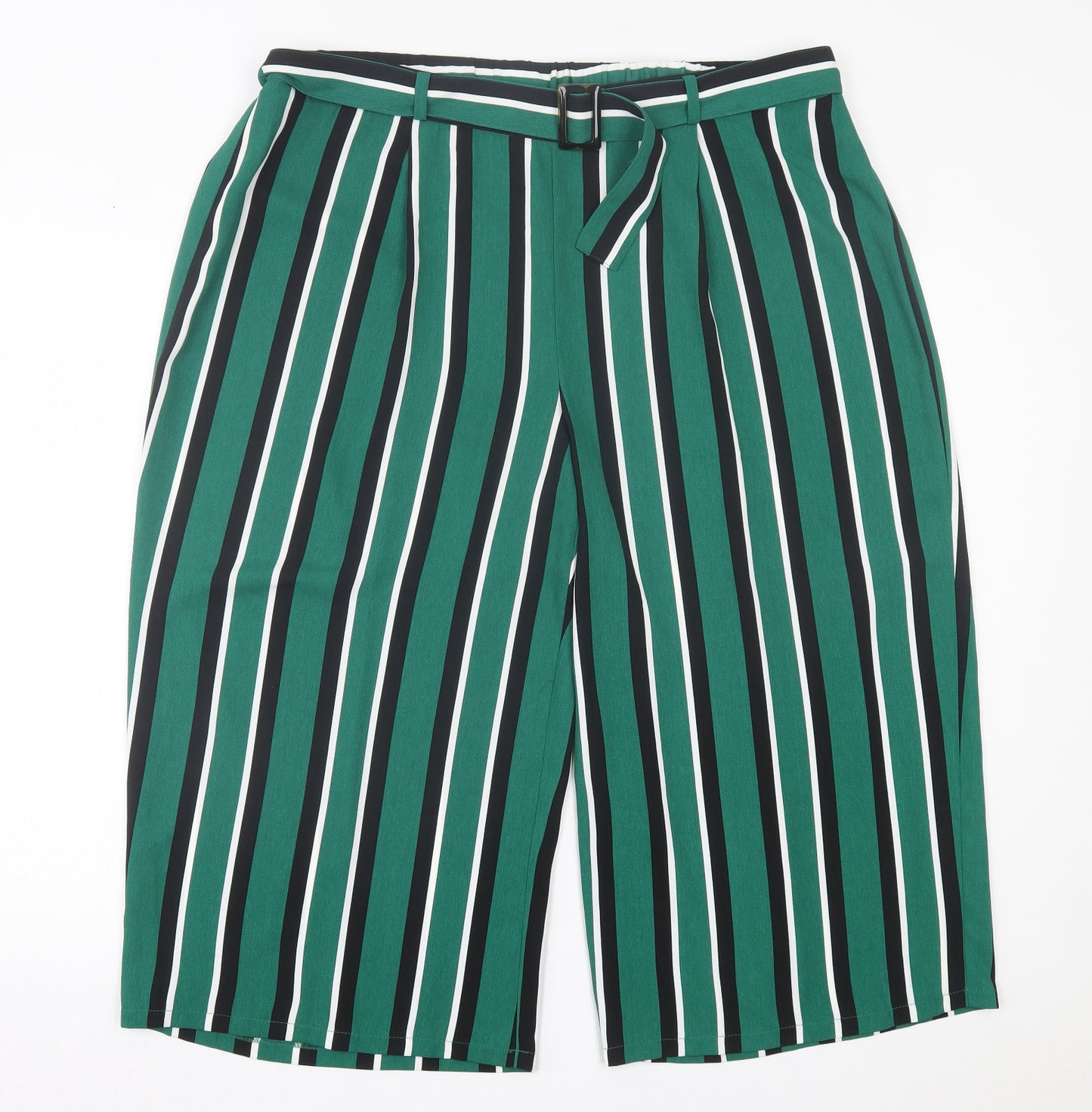George Womens Green Striped Polyester Cropped Trousers Size 18 L20 in Regular