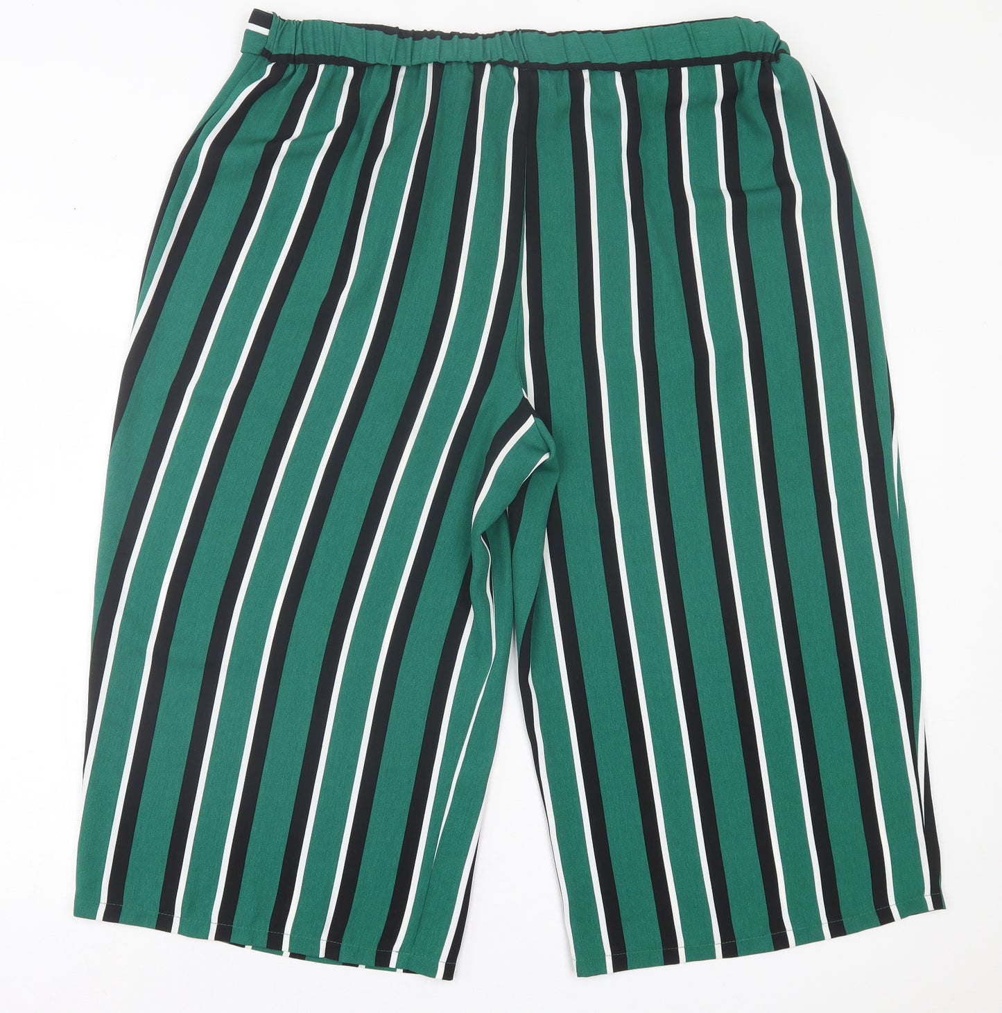George Womens Green Striped Polyester Cropped Trousers Size 18 L20 in Regular