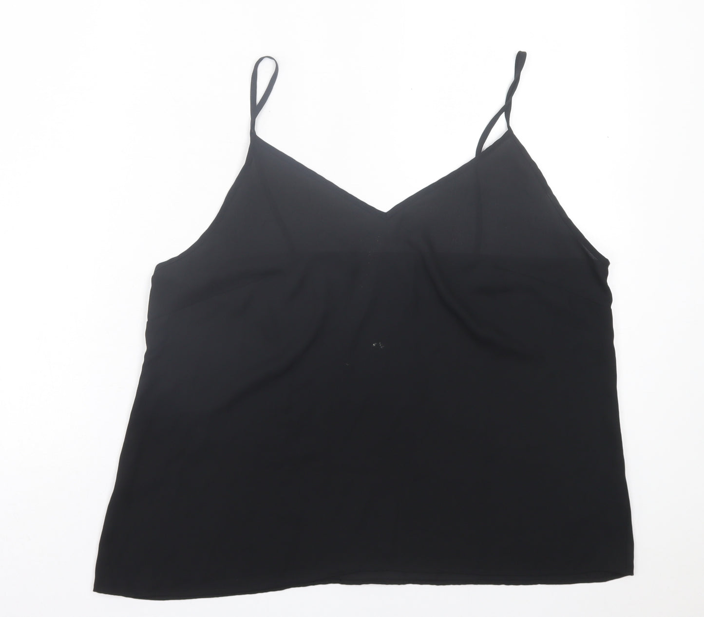 F&F Womens Black Polyester Basic Tank Size 16 V-Neck
