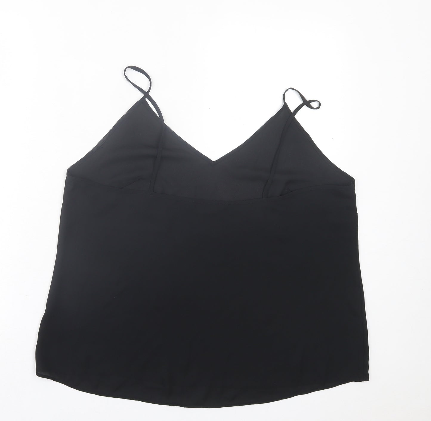 F&F Womens Black Polyester Basic Tank Size 16 V-Neck