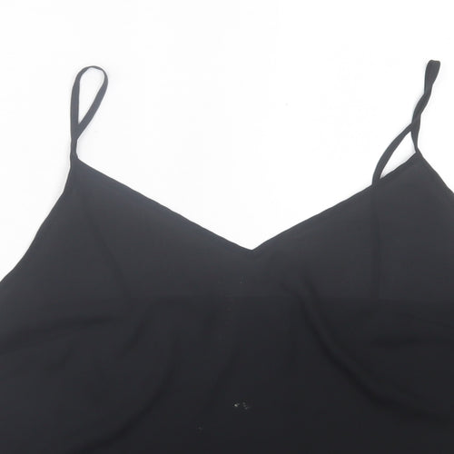 F&F Womens Black Polyester Basic Tank Size 16 V-Neck
