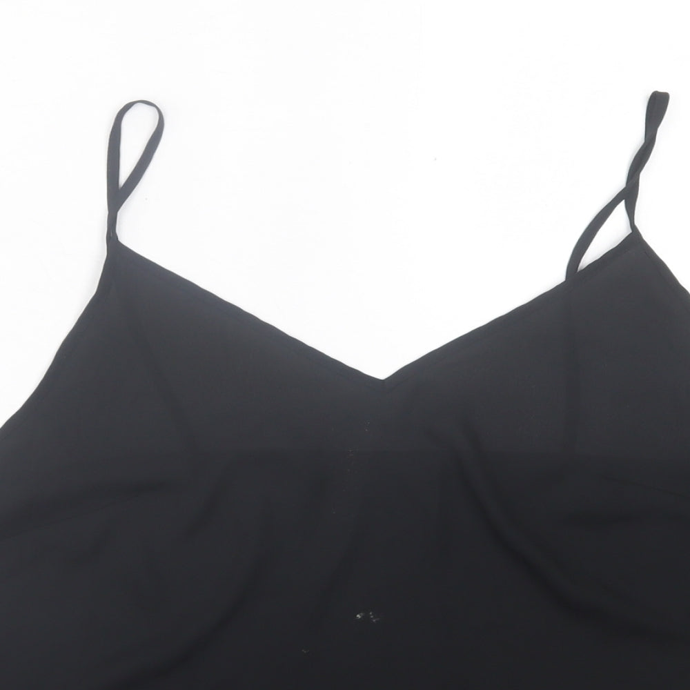 F&F Womens Black Polyester Basic Tank Size 16 V-Neck