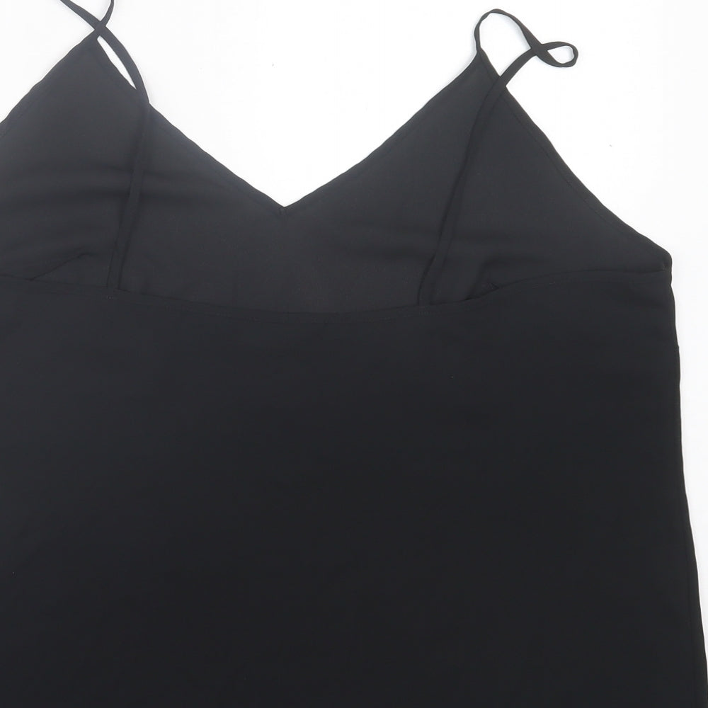 F&F Womens Black Polyester Basic Tank Size 16 V-Neck