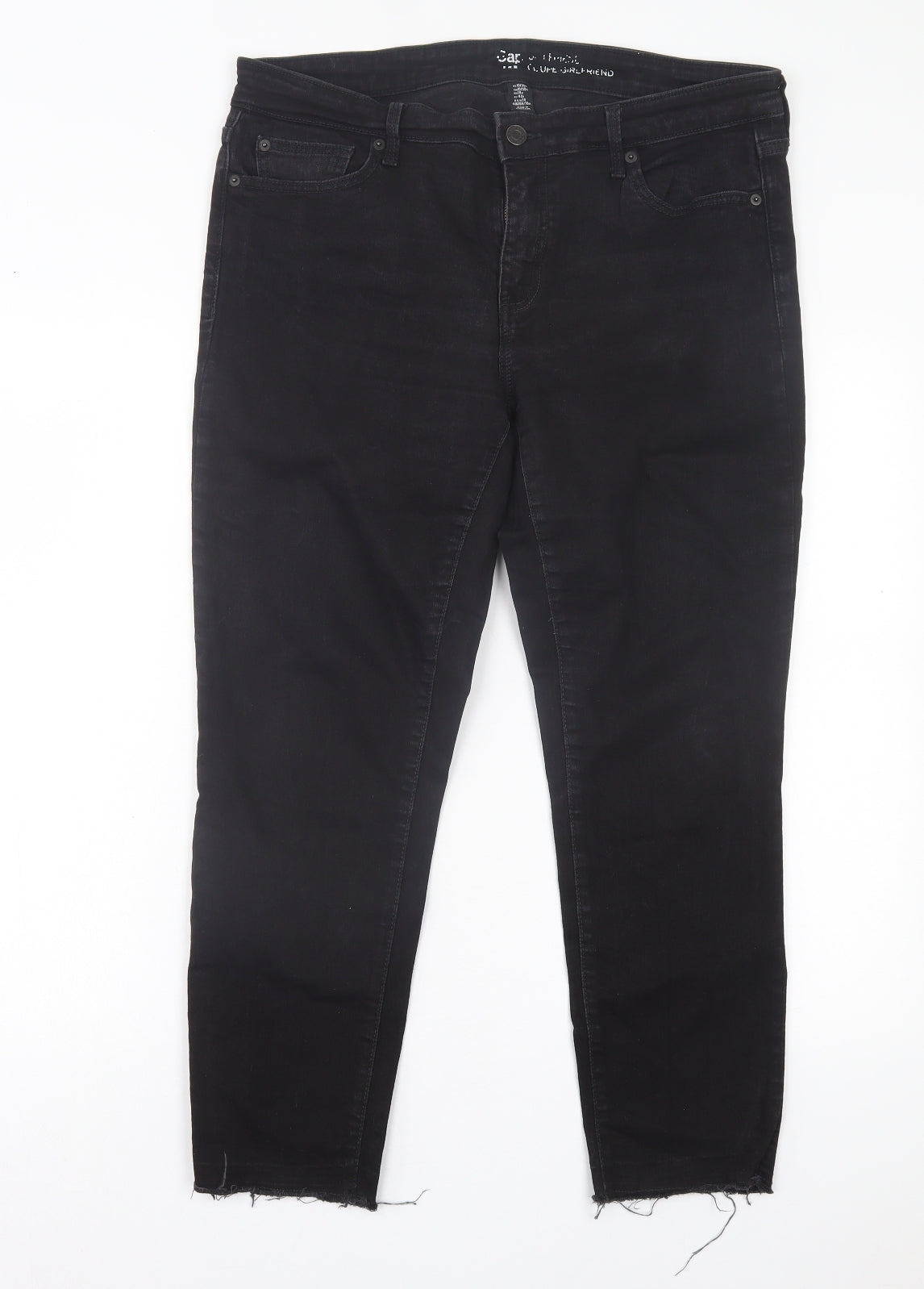 Gap Womens Black Cotton Straight Jeans Size 14 L26 in Regular Button