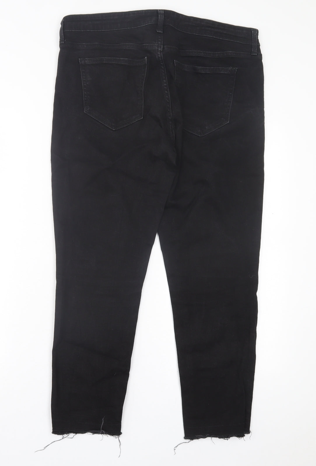 Gap Womens Black Cotton Straight Jeans Size 14 L26 in Regular Button