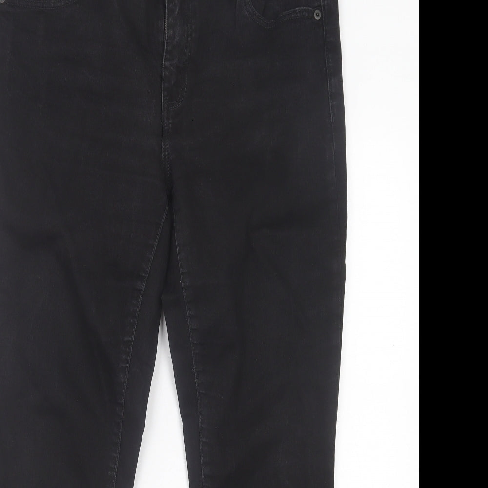 Gap Womens Black Cotton Straight Jeans Size 14 L26 in Regular Button