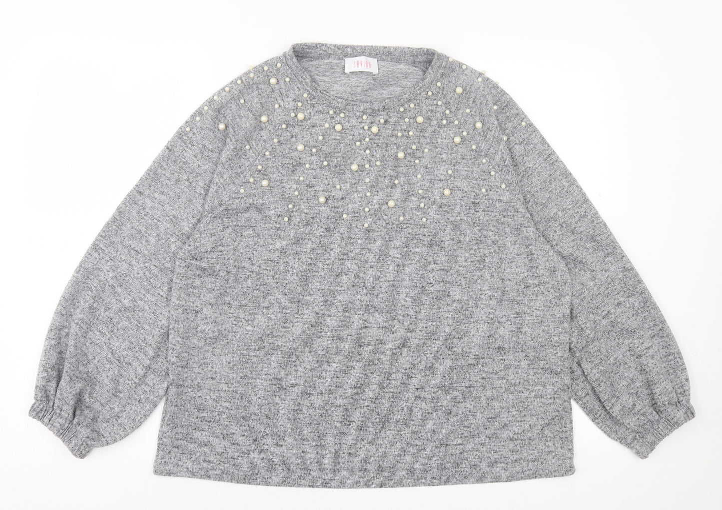 Savida Womens Grey Crew Neck Polyester Pullover Jumper Size XL
