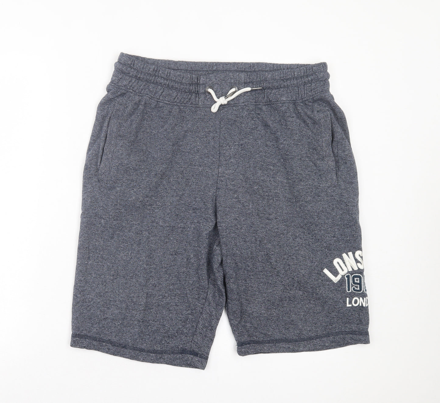 Lonsdale Mens Blue Cotton Sweat Shorts Size L L10 in Regular Tie