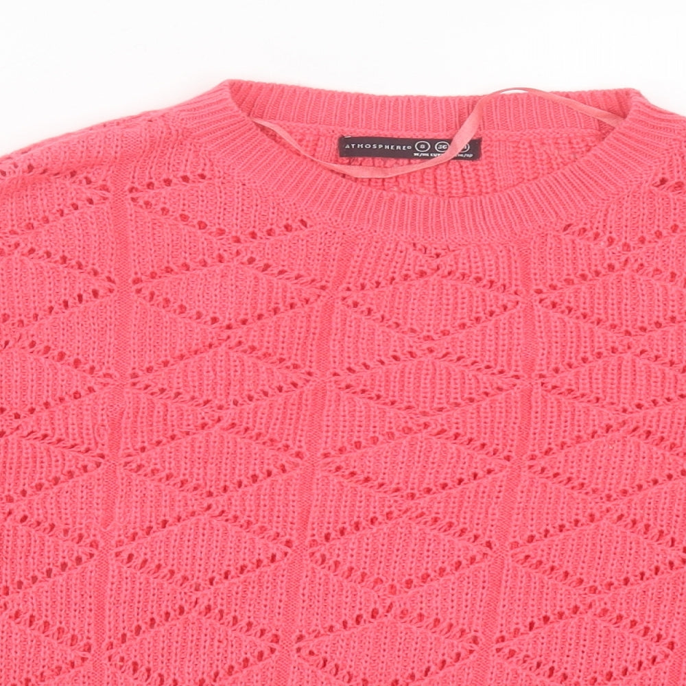 Atmosphere Womens Pink Crew Neck Acrylic Pullover Jumper Size 8
