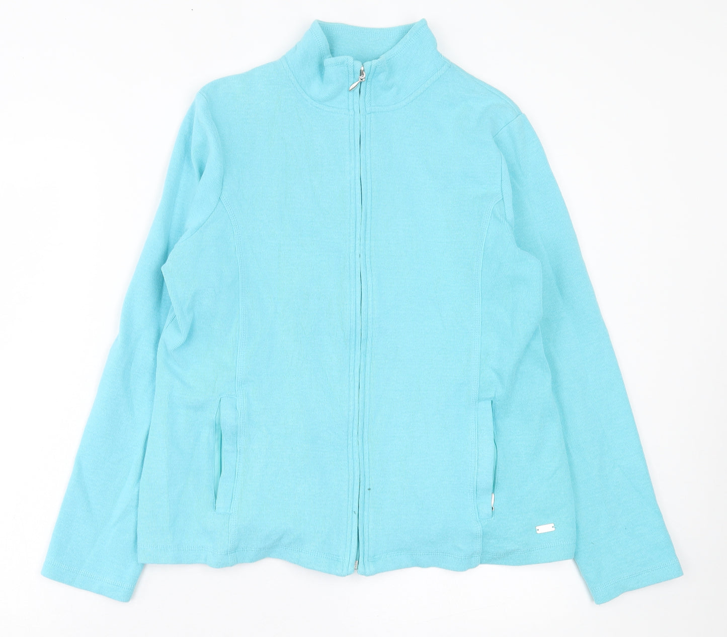 DASH Womens Blue Cotton Full Zip Sweatshirt Size 12 Zip