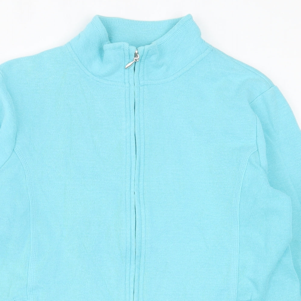 DASH Womens Blue Cotton Full Zip Sweatshirt Size 12 Zip