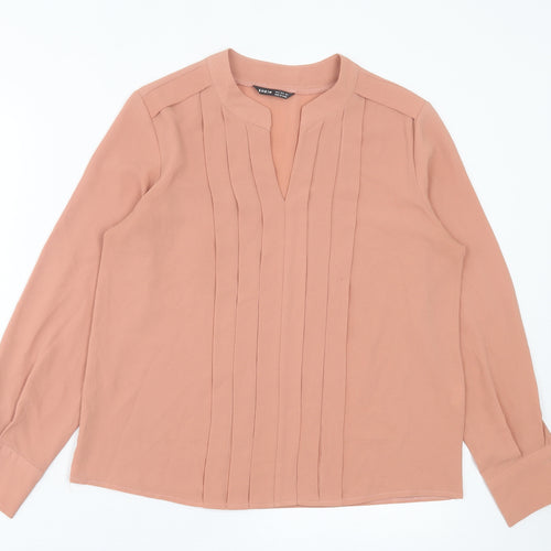 SheIn Womens Beige Polyester Basic Blouse Size S V-Neck