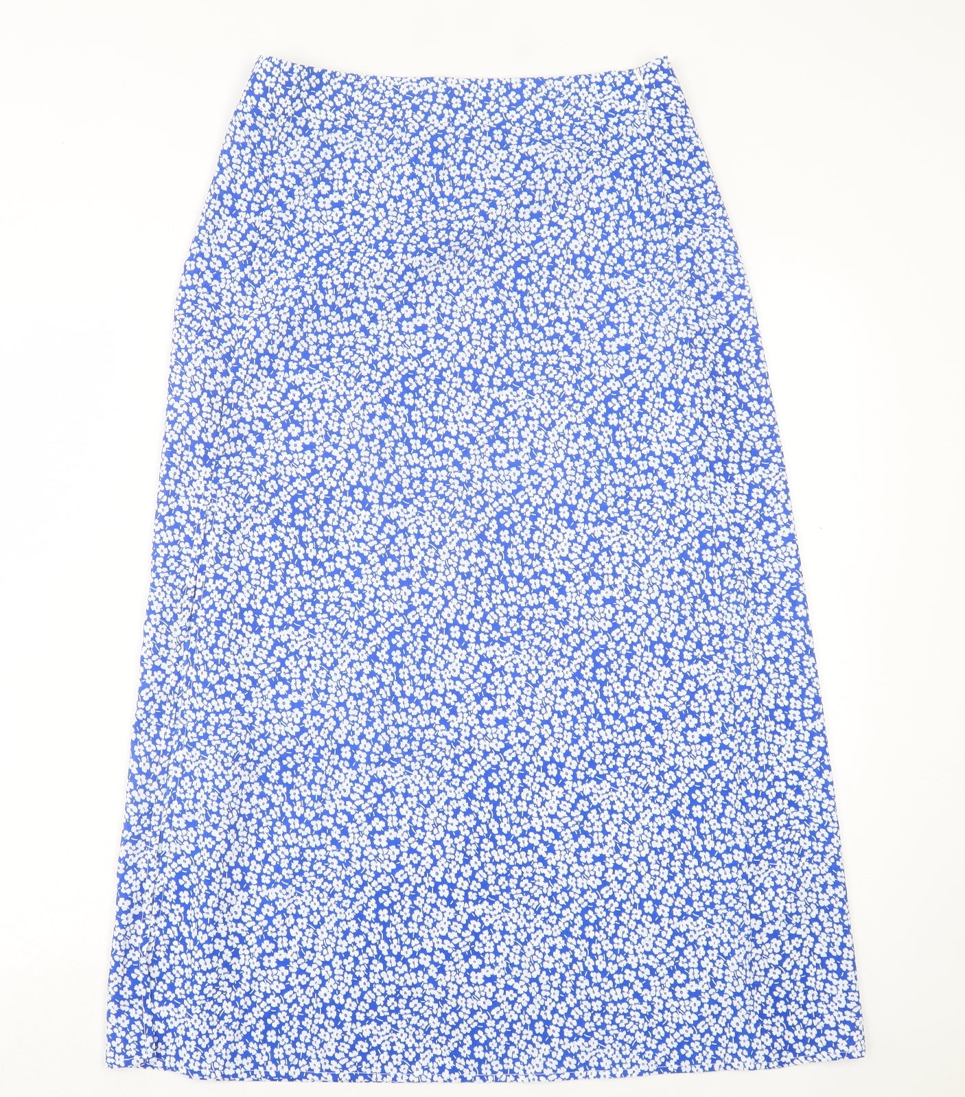 SheIn Womens Blue Floral Polyester A-Line Skirt Size M Zip