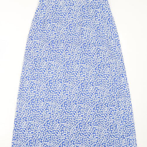 SheIn Womens Blue Floral Polyester A-Line Skirt Size M Zip