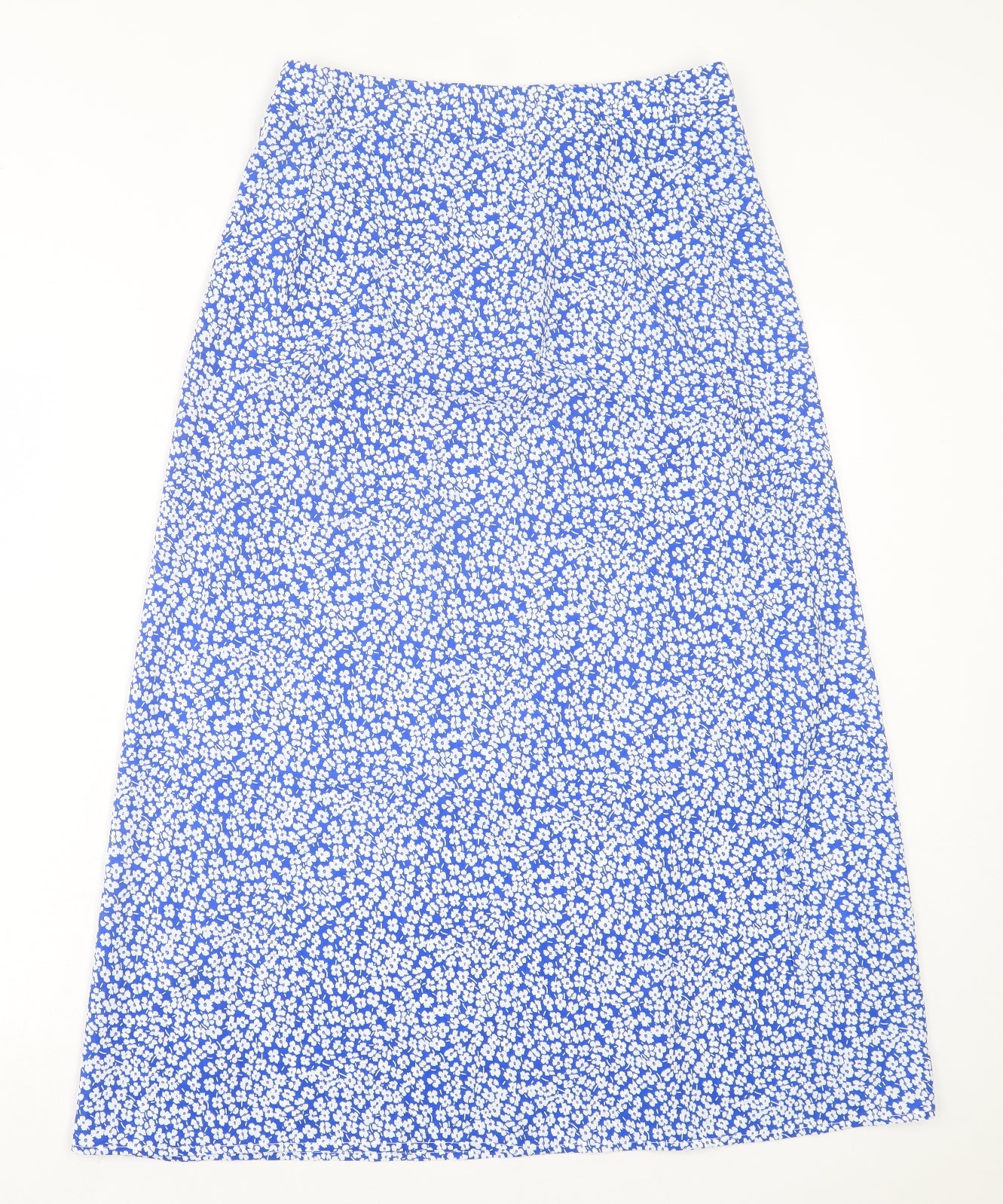 SheIn Womens Blue Floral Polyester A-Line Skirt Size M Zip