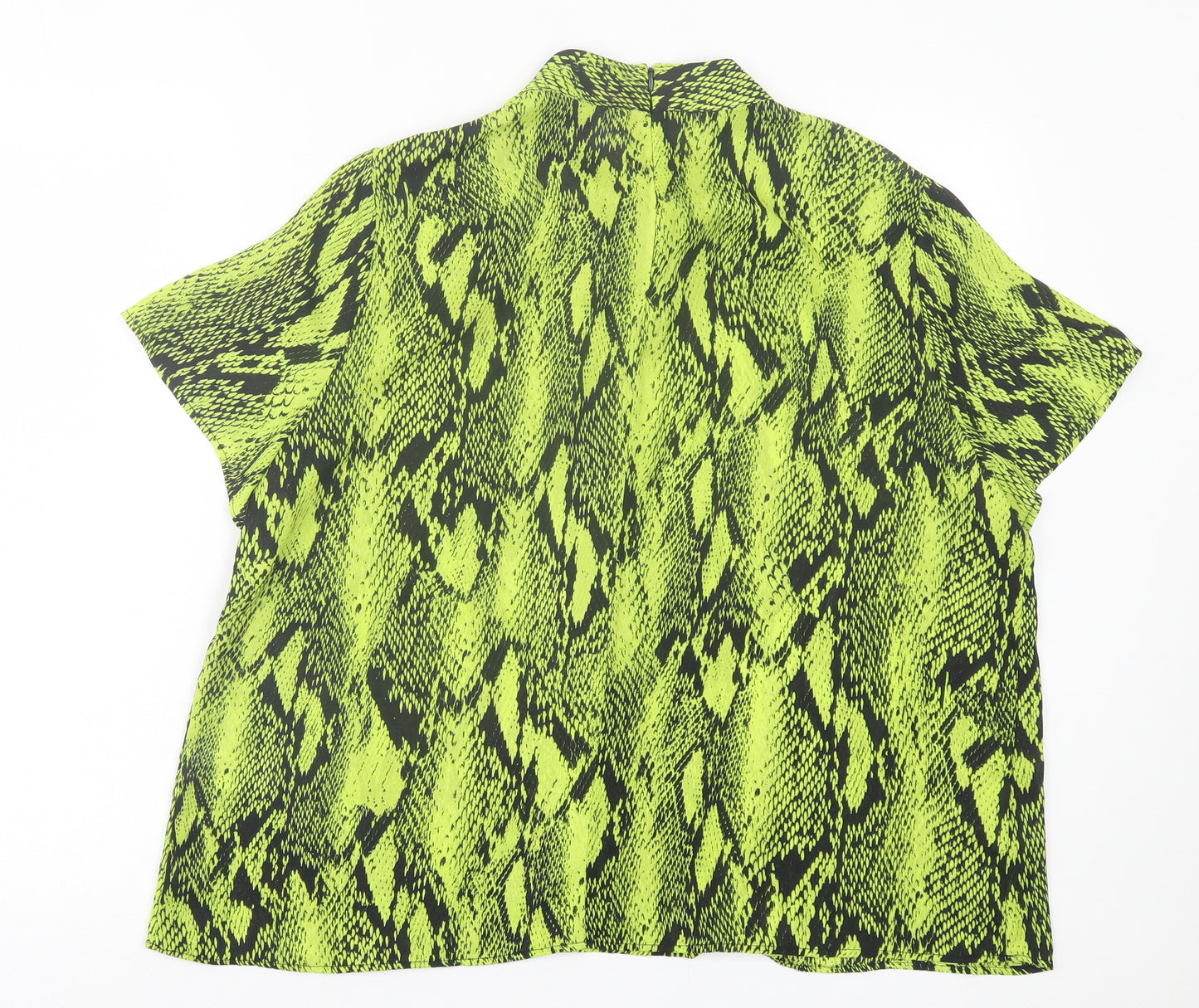 Primark Womens Green Animal Print Polyester Basic T-Shirt Size 18 High Neck