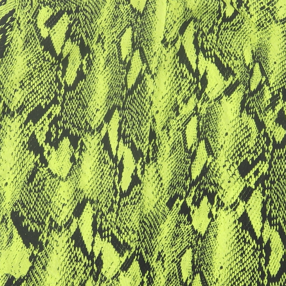 Primark Womens Green Animal Print Polyester Basic T-Shirt Size 18 High Neck