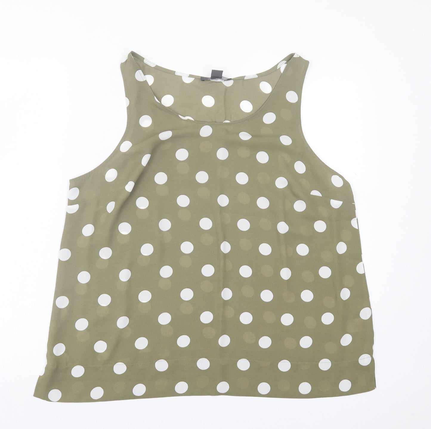Primark Womens Green Polka Dot Polyester Basic Tank Size 18 Scoop Neck