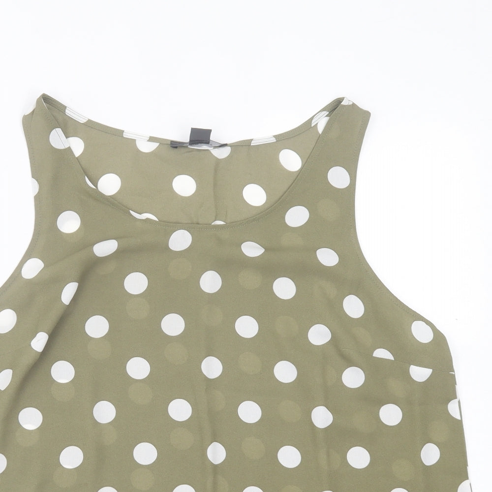 Primark Womens Green Polka Dot Polyester Basic Tank Size 18 Scoop Neck