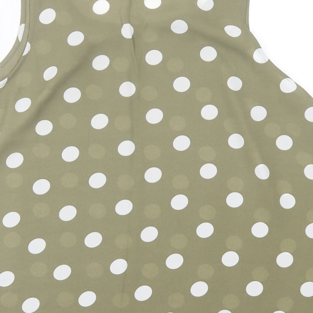 Primark Womens Green Polka Dot Polyester Basic Tank Size 18 Scoop Neck