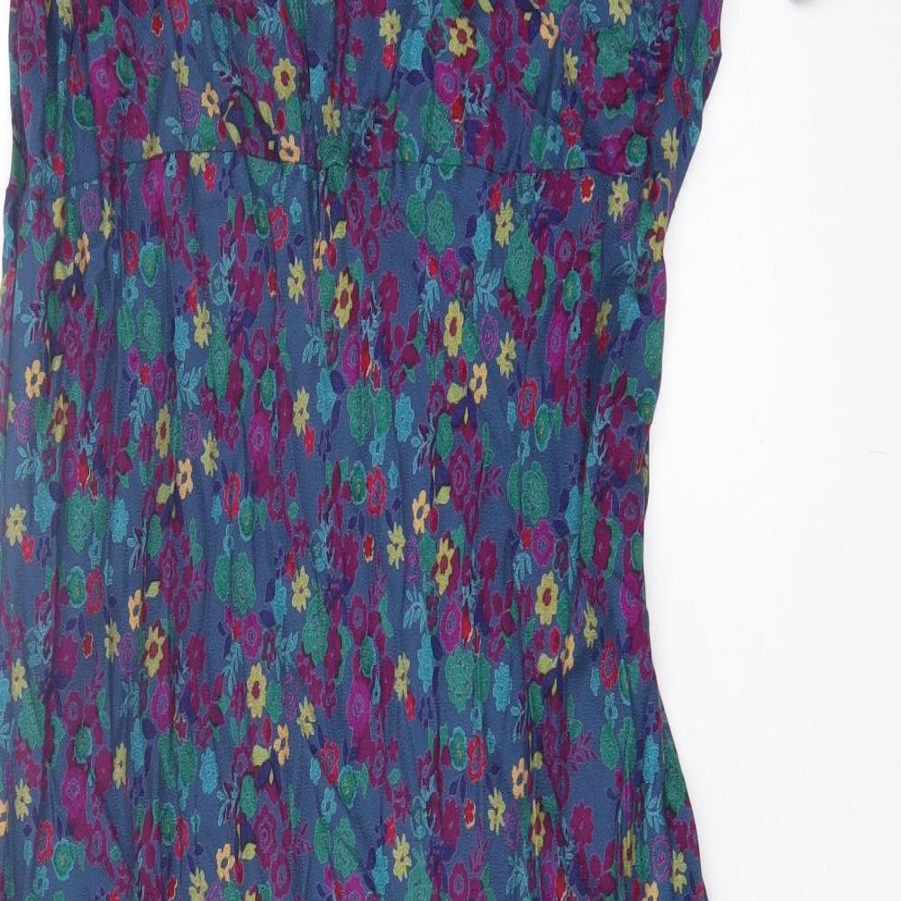 EAST Womens Multicoloured Floral Viscose A-Line Size 16 V-Neck Zip