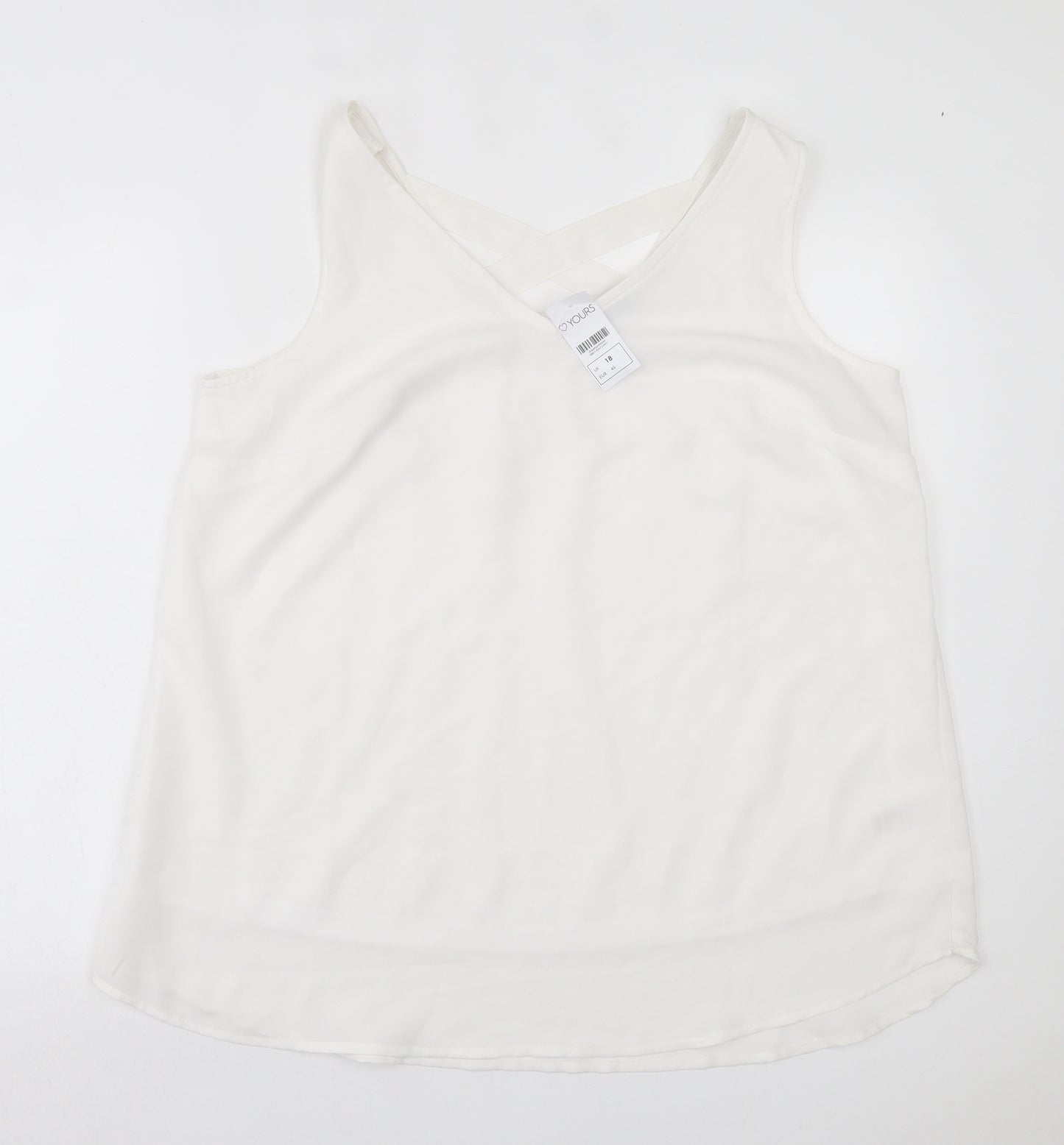 Yours Womens White Polyester Basic Tank Size 18 V-Neck