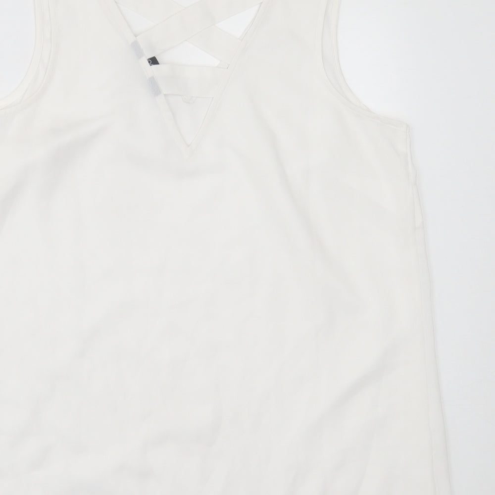 Yours Womens White Polyester Basic Tank Size 18 V-Neck