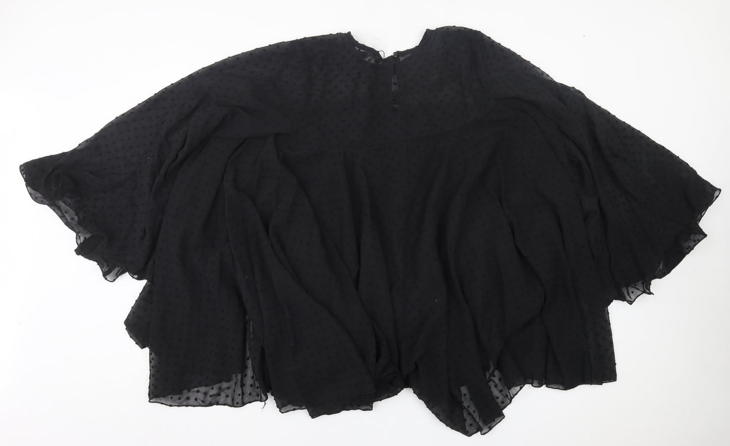 Boohoo Womens Black Polka Dot Polyester A-Line Size 18 Crew Neck Button