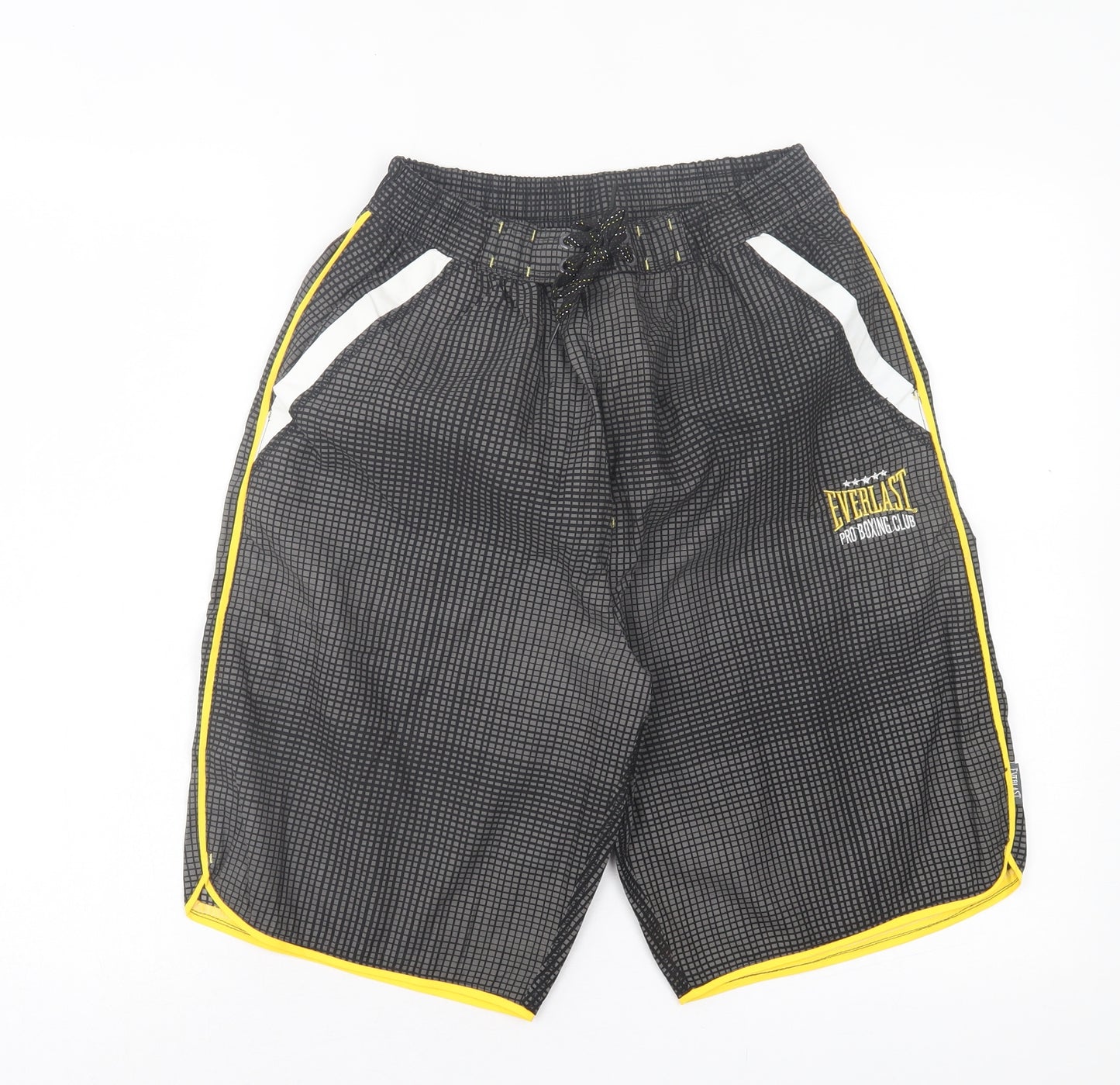Everlast Mens Grey Plaid Polyester Sweat Shorts Size S L10 in Regular Tie
