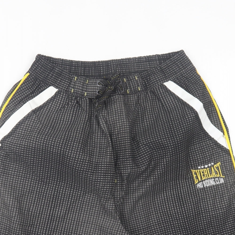 Everlast Mens Grey Plaid Polyester Sweat Shorts Size S L10 in Regular Tie