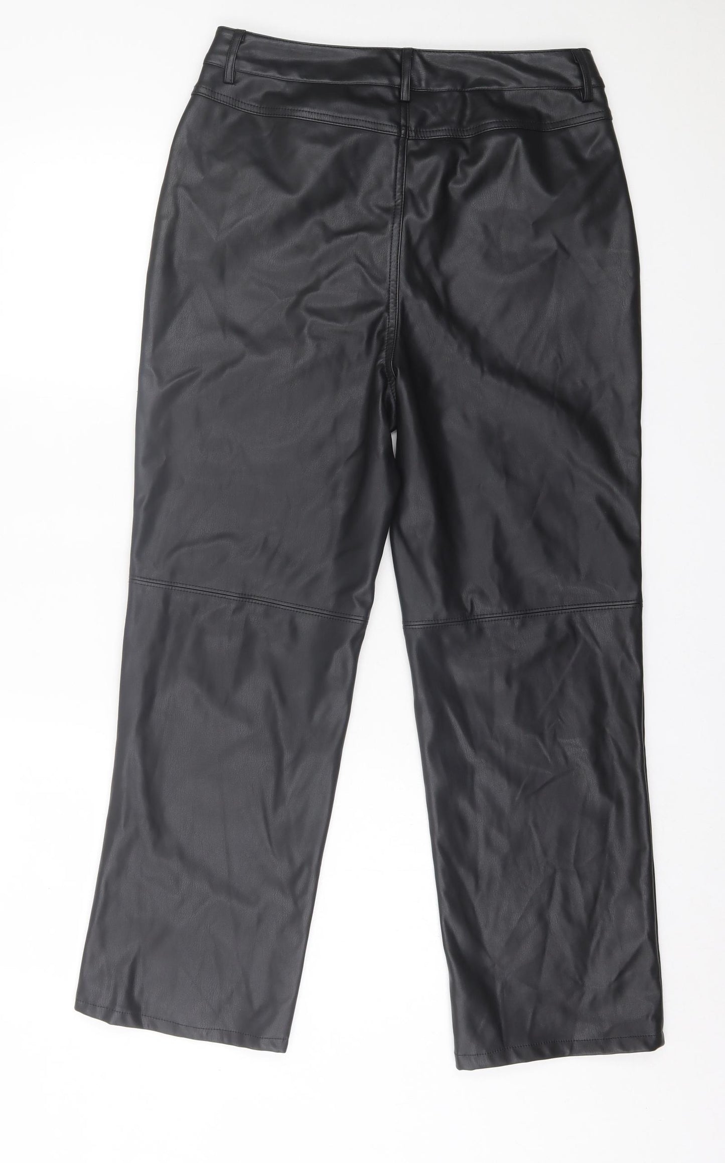 Primark Womens Black Polyester Trousers Size 12 L26 in Regular Hook & Eye