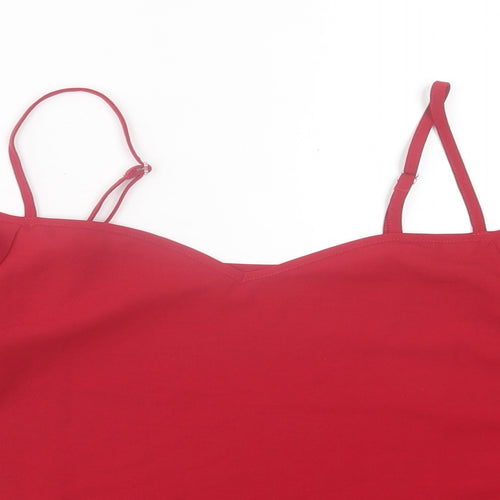 SheIn Womens Red Polyester Basic Blouse Size L V-Neck