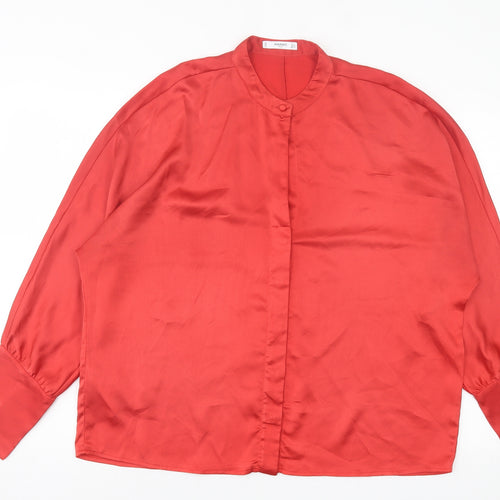 Mango Womens Red Polyester Basic Blouse Size L Crew Neck
