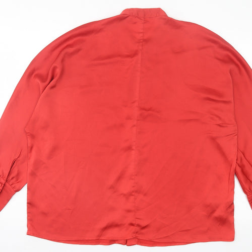 Mango Womens Red Polyester Basic Blouse Size L Crew Neck