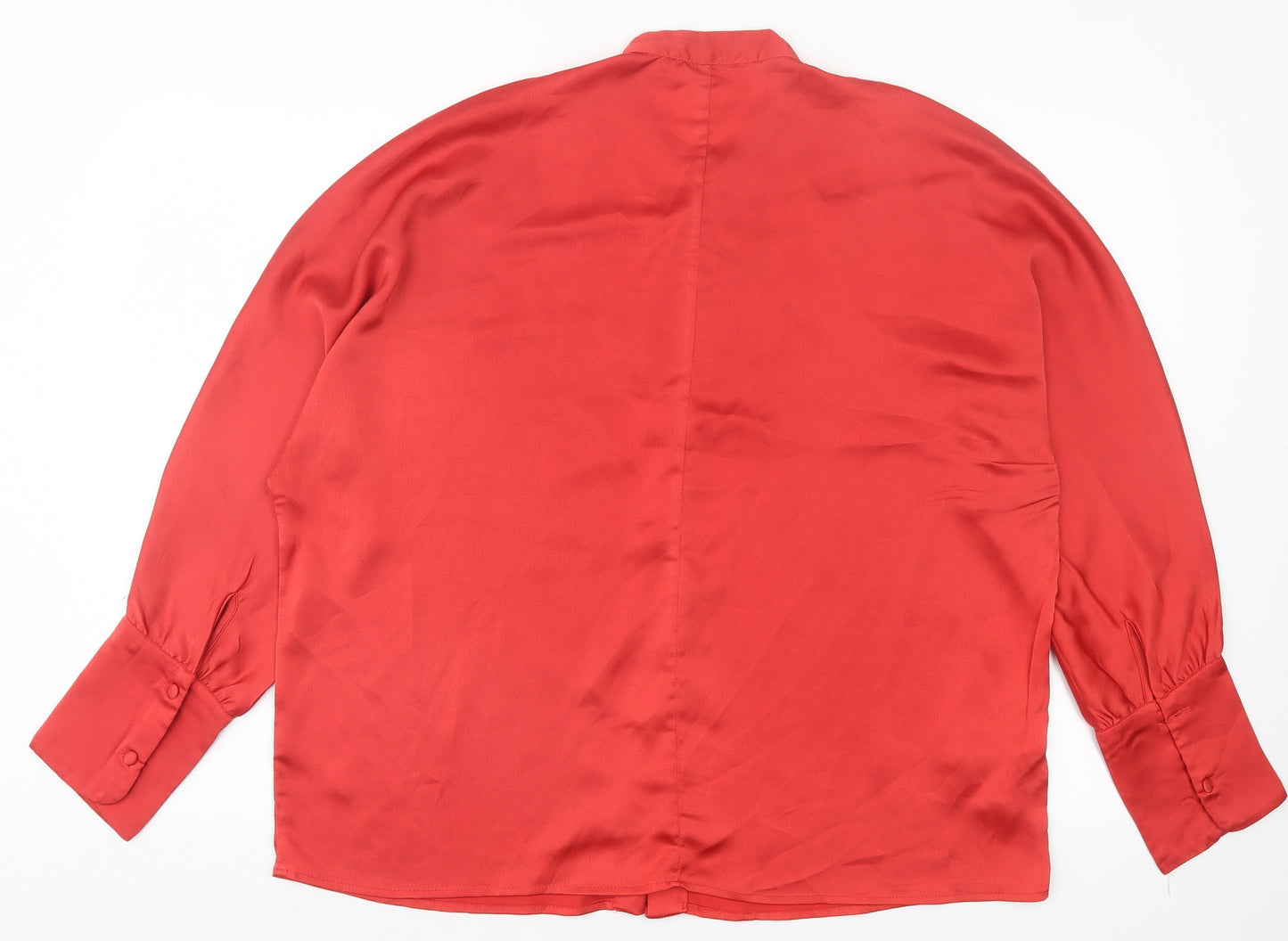Mango Womens Red Polyester Basic Blouse Size L Crew Neck