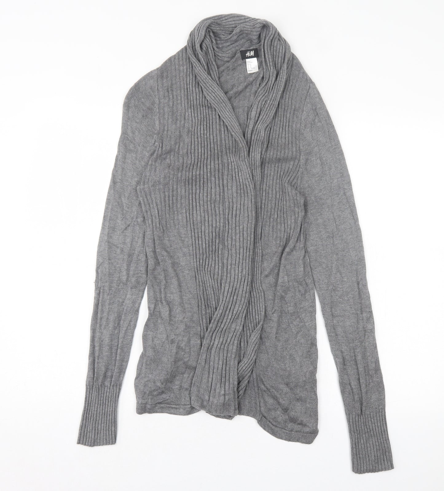 H&M Womens Grey V-Neck Viscose Cardigan Jumper Size M